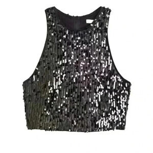 H&M Holiday Sequined Racer Back Crop  Tank Top - size Small NWT